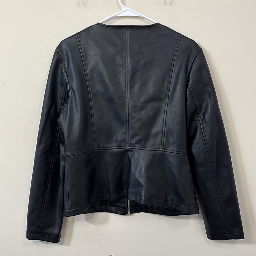ZARA Faux Leather Zipper Bomber Jacket Size Large - Picture 6 of 9